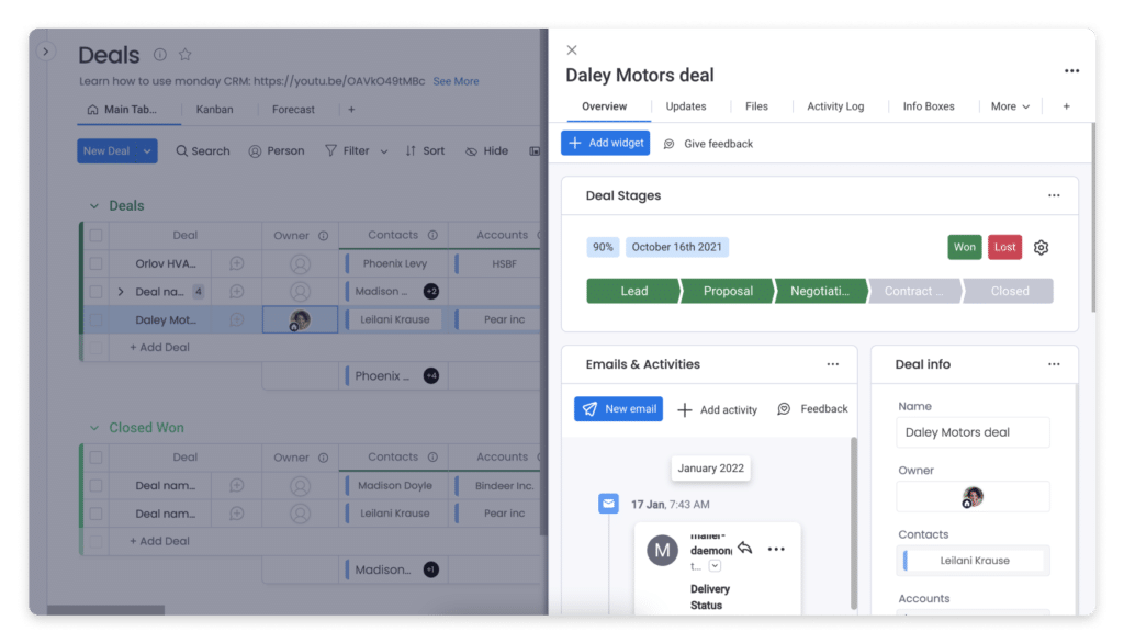monday CRM Deals