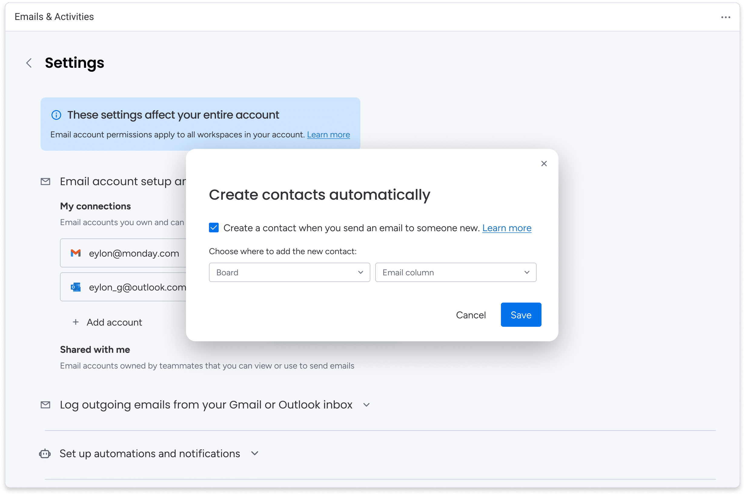 créer automatiquement des contacts