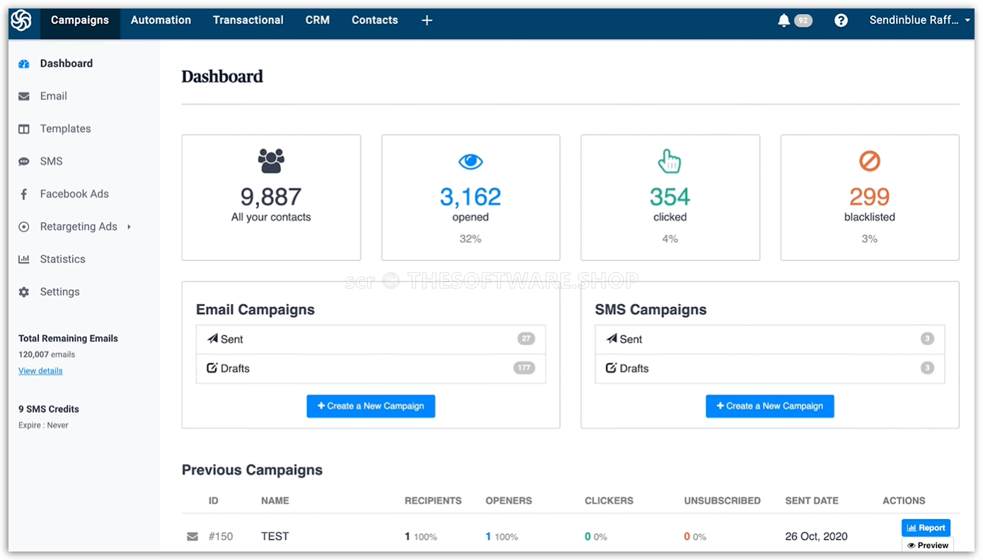 Sendinblue Dashboard