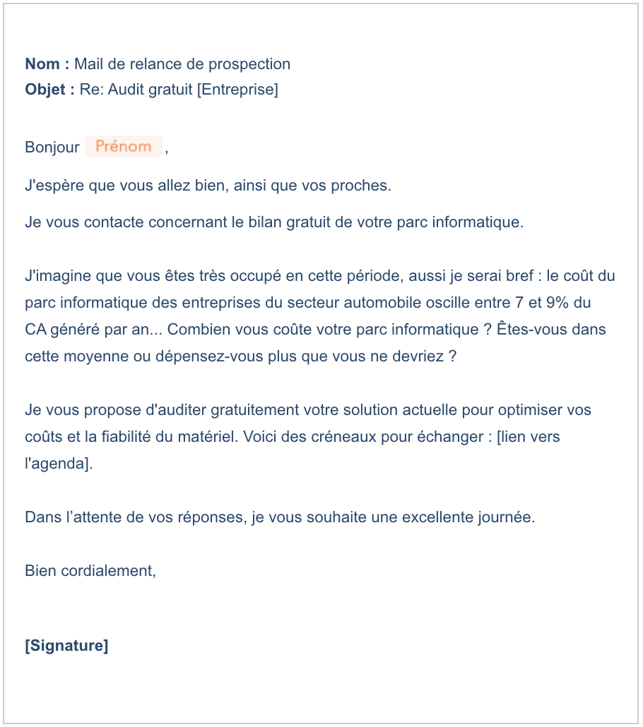 exemple email de prospection