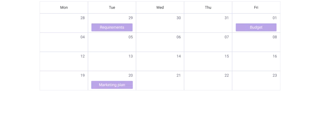 Vue Calendrier