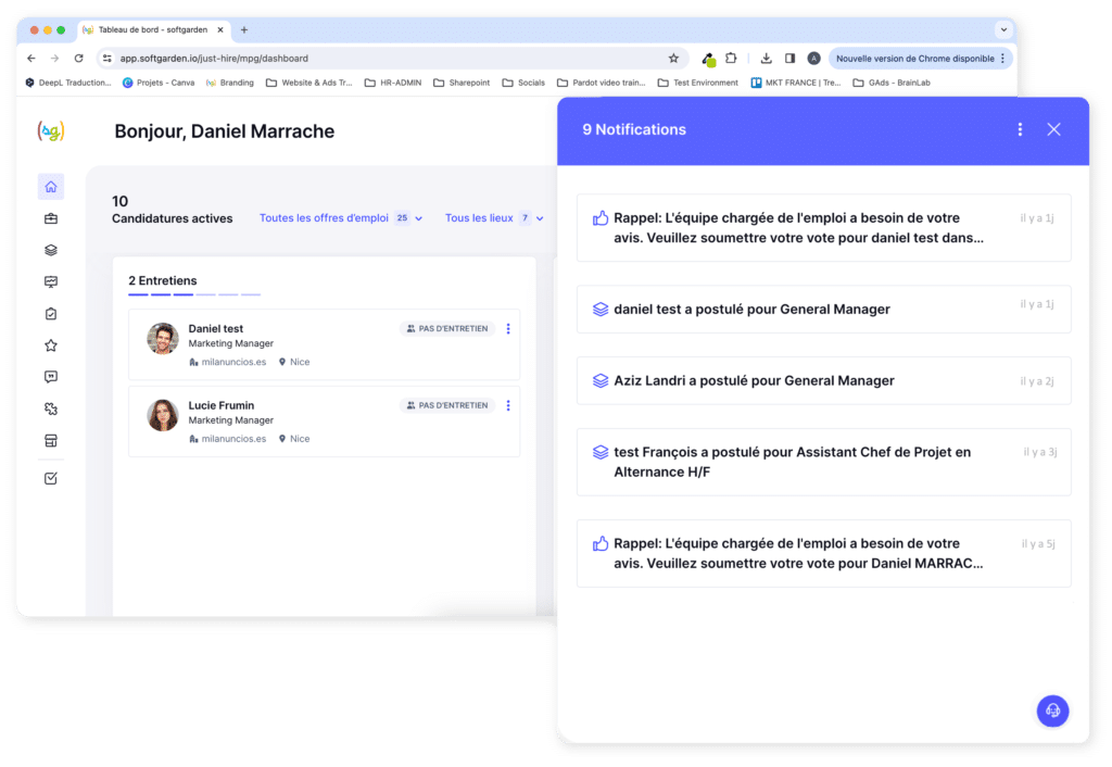 notifications candidature
