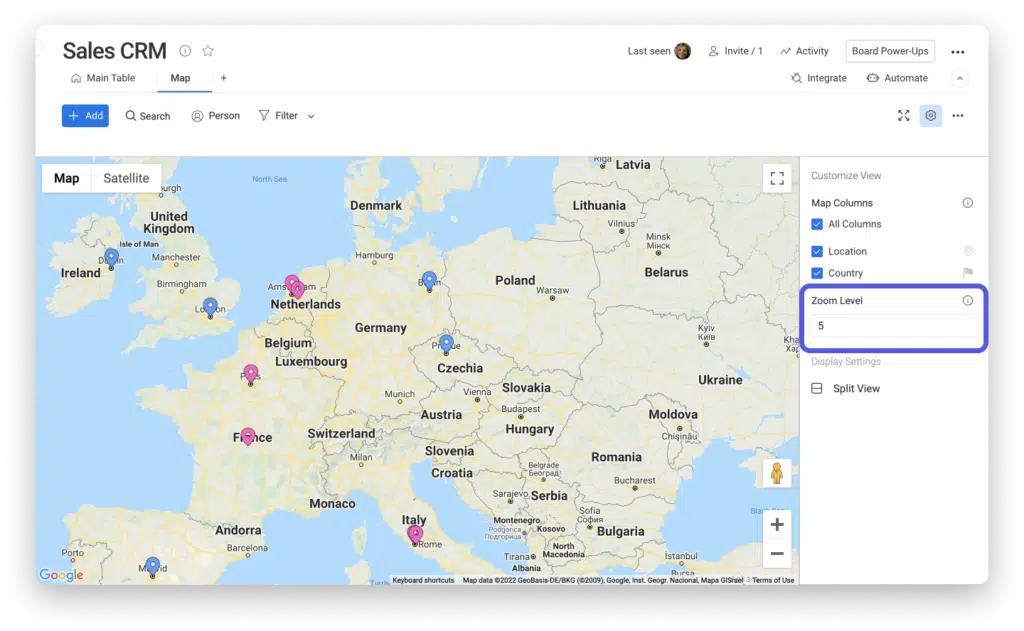 Vue sur carte monday.com