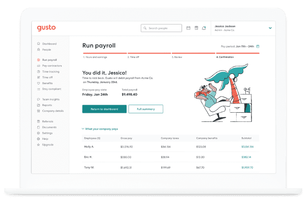 Gusto dashboard