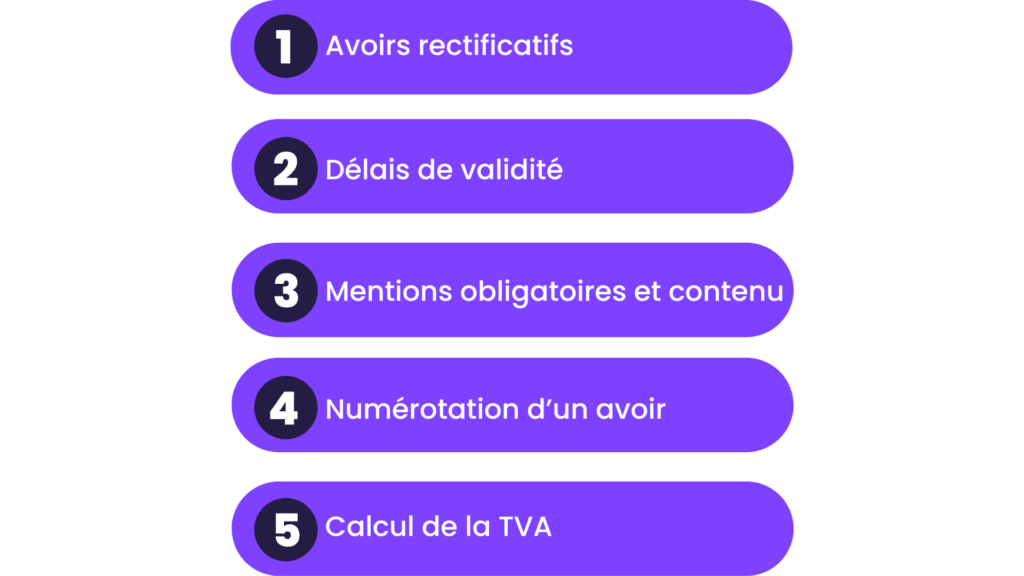 mentions légales facture d'avoir