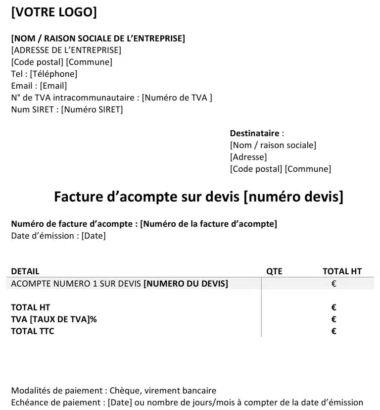 facture d'acompte