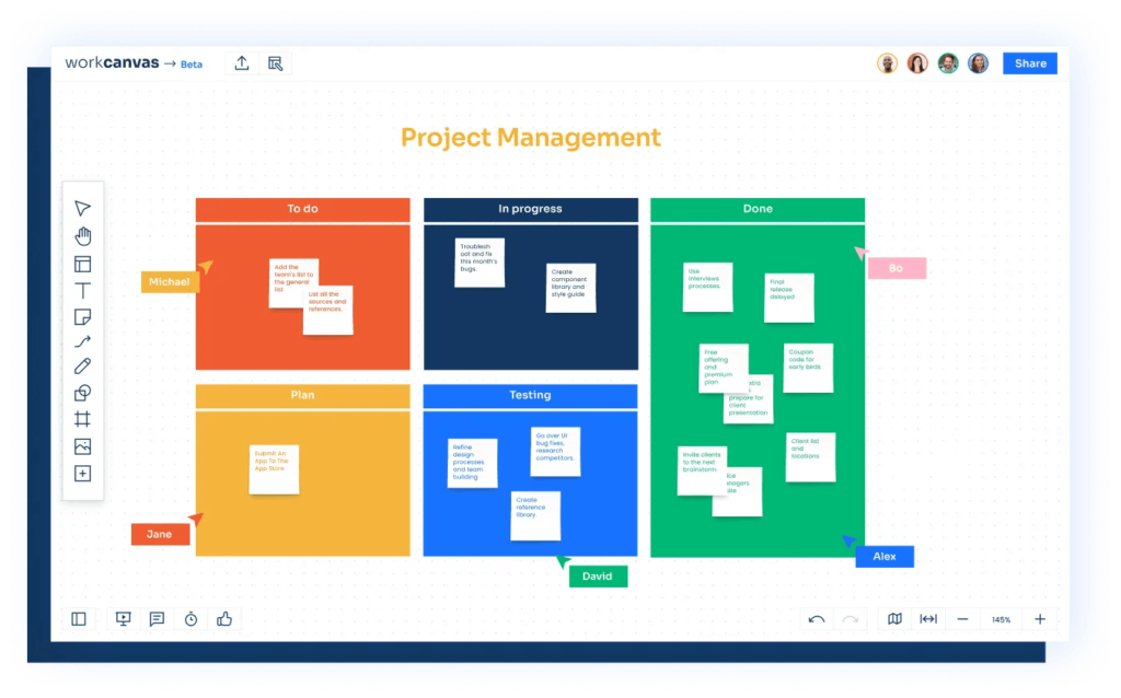 Projet management WorkCanvas