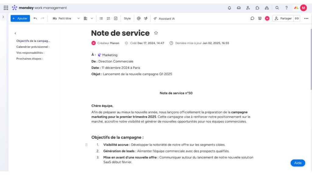 Note de service : exemples et guide de rédaction