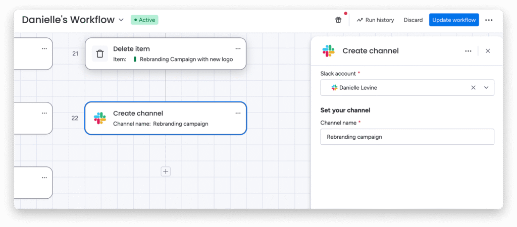 workflows canal slack