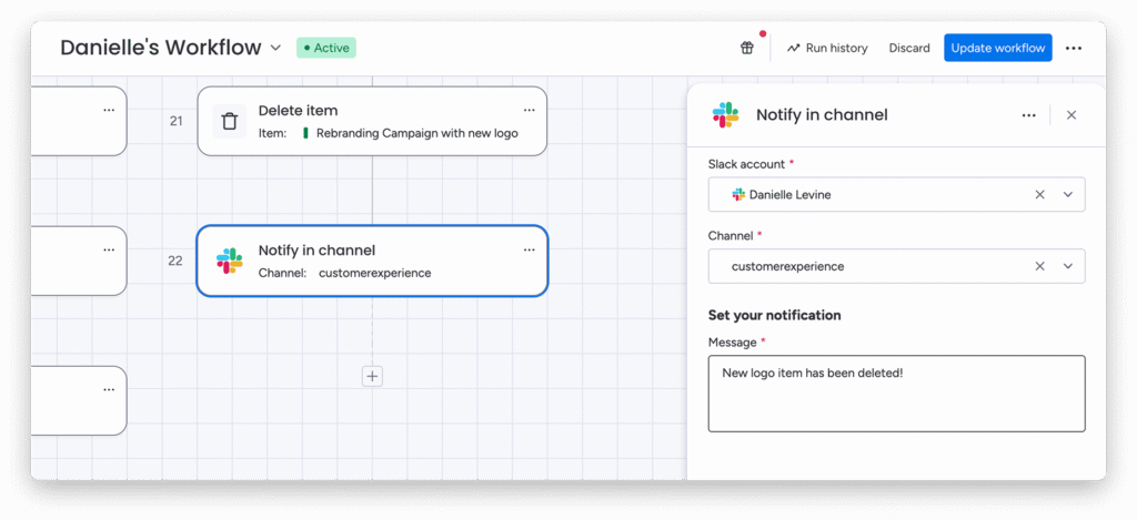 workflows notification canal slack