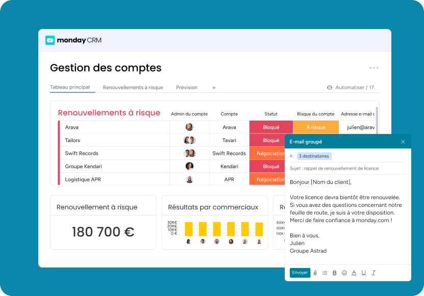 Renouvellements et fidélisation dans monday CRM